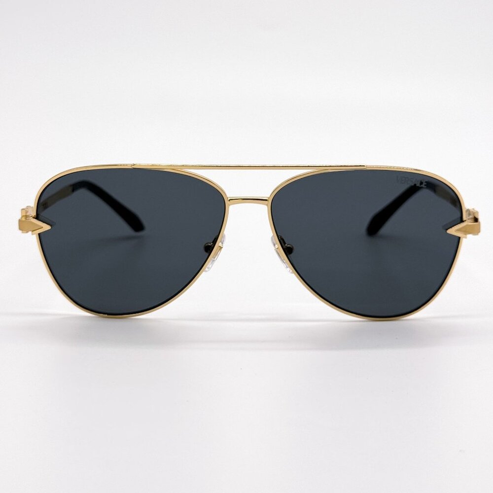 NEW VE2283 1002/87 VERSACE GOLD GREY AVIATOR SUNGLASSES VERSACE VE2283 100287